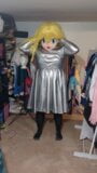 Kigurumi Layered Breathplay Cosplay Shiny Silver Dress PVC snapshot 7