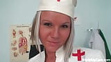 Young nurse Jennifer Fox wanks her pussy with vaginal speculum snapshot 1