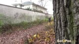 Blonde Jogger Relieves Herself In Leaves snapshot 2