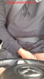 Master Ramon drives his divine cock for a walk in the car in a sexy black outfit and massages his hot penis, horny snapshot 10