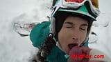 Mila Fox Lisichka hotly sucked a dick snowboarder in the woods in the frost. sperm on the face snapshot 16