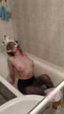 Masturbating with a shower in the bathroom in pantyhose, I'm so wet... Mmm... snapshot 6