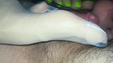 Very quickly cum between 4 nylon silicone feet snapshot 2