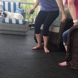 Wife and sister-in-law barefoot on the porch snapshot 2