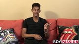 Black young man gives an interview and stimulates himself snapshot 3