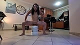 Pigtailed chubby teen doing the 5 minute dildo fuck squat challenge snapshot 2