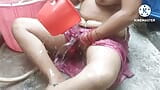 Bhabhi ki hot bathing outside with sex Indian house snapshot 11