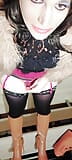 Crossdresser slut tatiana smoking and stroking in fur and boots snapshot 10