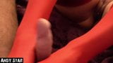 FOOTJOB WITH RED NYLONS AND HEELS snapshot 10