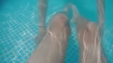 Swimming around naked in a garden pool with teasing snapshot 10