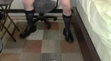 Beefy coach in OTCs jerking on his leather shoes snapshot 9
