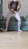 Shemale HUGE CUM in White pantyhose snapshot 1