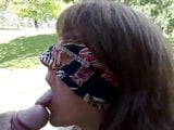 Blindfolded BJ by ABBEY in the park snapshot 1