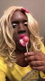 Dumb Black Sissy Confession with lollipop snapshot 3