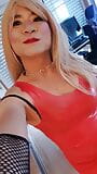 The Little Sissy in Red Latex Dress snapshot 5