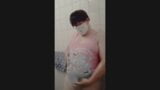 Chubby Femboy at Shower in Cute Swimsuit snapshot 3