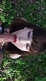 Teen girl blowjob in nature snapshot 8