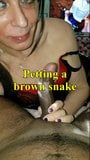 Petting a brown snake snapshot 1