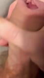 close up Jerking and playing with my wet cock and foreskin snapshot 4