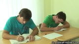 Two dudes bang nasty old teacher snapshot 1