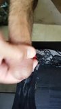 French lover cum on my wife black sexy dirty panty snapshot 1