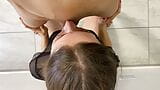 Trapped between the wall and my cock, she eats it all! snapshot 1