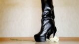 Dominatrix tramples roses with her beautiful shoes snapshot 3