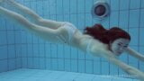 White swimsuit with tattoos – babe Roxalana Cheh underwater snapshot 6