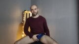 Hairy Gay Model Striptease and Cum at a Vintage Studio - Louis Ferdinando snapshot 15