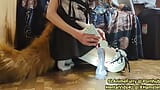 Crossdressing dog maid riding dildo com grande fluffy tail cosplay snapshot 1