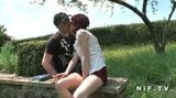 Pretty french redhead banged outdoor snapshot 2