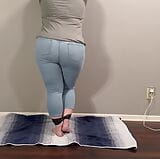 Sexy girl bond and made to pee in tight jeans snapshot 2