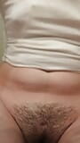 COMPILATION Girl pissing very hairy pussy, shows perky small tits snapshot 4