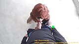 Redhead MILF in leather outfit gets fucked in public parking lot and filled in standing creampie snapshot 7