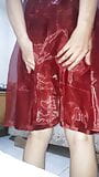 Masturbation Cum Wearing Shiny Red X'mas Dress snapshot 10