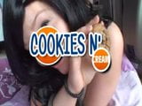 Nasty busty slut eats cum load off a cookie snapshot 1