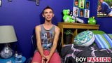 Skinny gay Bentley Ryan interviewed and jerking off to cum snapshot 2