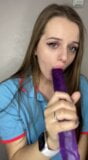 DEEP SUCTION OF A DOUBLE DILDO FROM A CUTIE snapshot 9