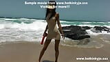 Hotkinkyjo in sexy tan dress fuck her ass with red dildo from mrhankey & anal prolapse at the beach snapshot 3
