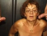 CHUBBY GRANNY WITH GLASSES FUCKED AND Dped BY TWO MEN  snapshot 19