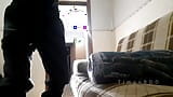 Dirty dick security guard fucks blanket masturbator in business trip apartment snapshot 6