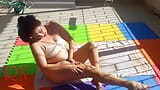 An attractive lady is sunbathing on the roof of her house. Nude yoga Tans 2 snapshot 2