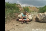 ホットな巨乳女子が石切り場でオナニーしてバイカーに捕まる snapshot 14