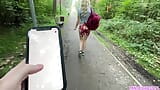 Public dare - stepsister walks around naked outdoors in park and plays with remote control vibrator in her pussy snapshot 6