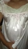 Cumming on sliky white satin nightie snapshot 2