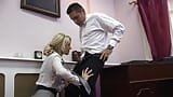 Horny secretary comes into the boss's office to suck him while he is smoking snapshot 5