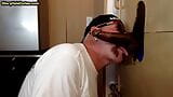 Gray gloryhole DILF blowing and tugging big black shaft snapshot 3