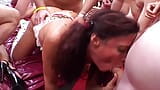 Two naughty German babes getting sprayed by multiple cocks snapshot 7