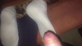 Cum on my girlfriends White socks snapshot 5