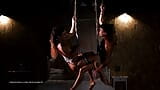 2 sexy girls have sex hung with ropes snapshot 1